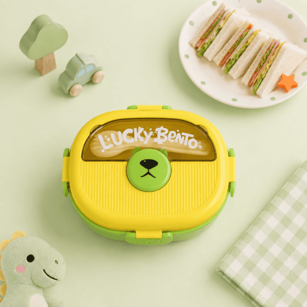 Double Layer Lunch Box 1.1L - Bear Green