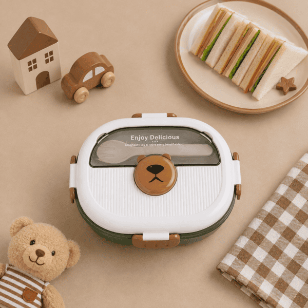 Double Layer Lunch Box 1.1L - Bear Brown