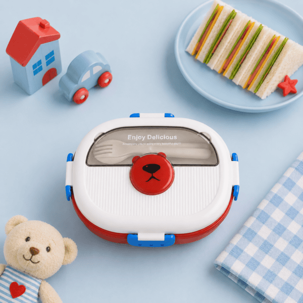 Double Layer Lunch Box 1.1L - Bear Red