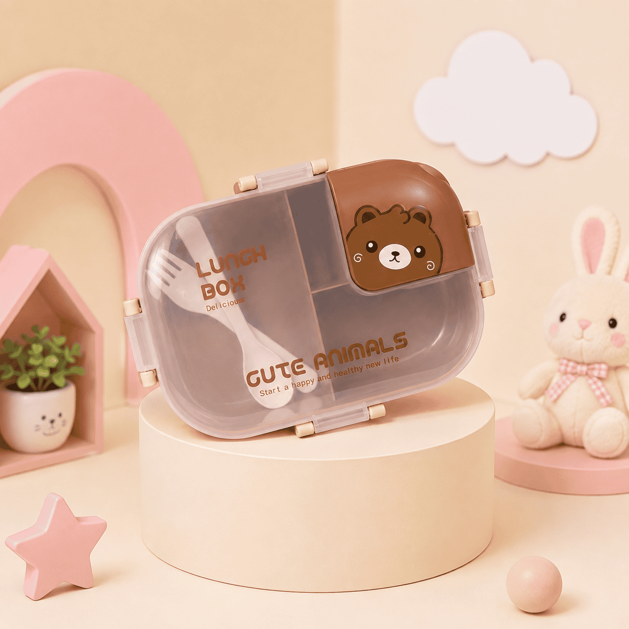 9 Bear Lunch Box Set - 1.4L with Spoon & Fork - الصورة 1
